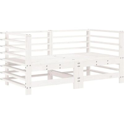 vidaXL Garten-Ecksofa - 2 Stück Weiß Massives Kiefernholz vidaXL Garten-Ecksofa - 2 Stück Weiß Massives Kiefernholz