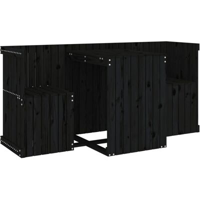vidaXL Schwarzes Kiefer Balkonmöbel-Set 2-Sitzer - Gartenausstattung vidaXL Schwarzes Kiefer Balkonmöbel-Set 2-Sitzer - Gartenausstattung