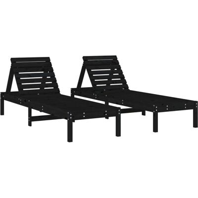 vidaXL Outdoor Chair Kiefernholz Schwarz - Sonnenliegen 2 Stück vidaXL Outdoor Chair Kiefernholz Schwarz - Sonnenliegen 2 Stück