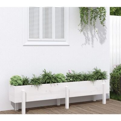 vidaXL Weiße Kiefernholz Gartenhochbeet 160x30x38 cm - Garten Hochbeet vidaXL Weiße Kiefernholz Gartenhochbeet 160x30x38 cm - Garten Hochbeet