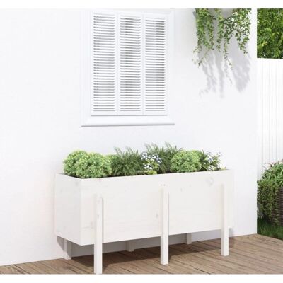 vidaXL Hochbeet Weiß 121x50x57 cm Massives Kiefernholz - Hochbeet Garten vidaXL Hochbeet Weiß 121x50x57 cm Massives Kiefernholz - Hochbeet Garten