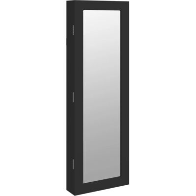 vidaXL Schwarzer Spiegelschmuckschrank - Wandmontierte Schmuckkommode vidaXL Schwarzer Spiegelschmuckschrank - Wandmontierte Schmuckkommode