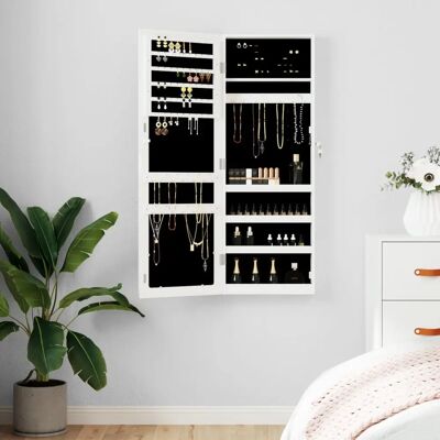 vidaXL Weißer Spiegel Schmuckschrank - Wandmontierte Schmuckkommode vidaXL Weißer Spiegel Schmuckschrank - Wandmontierte Schmuckkommode