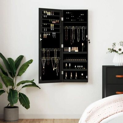 vidaXL Schwarzer Wandmontierter Schmuckschrank - 37,5x10x106 cm vidaXL Schwarzer Wandmontierter Schmuckschrank - 37,5x10x106 cm