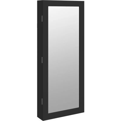 vidaXL Model - Zwart muurbeugel sieradenspiegelkast met LED-verlichting vidaXL Model - Zwart muurbeugel sieradenspiegelkast met LED-verlichting