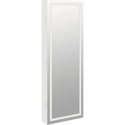 vidaXL Witte Spiegel sieradendoek met LED-lichten - Sieradenopslag vidaXL Witte Spiegel sieradendoek met LED-lichten - Sieradenopslag