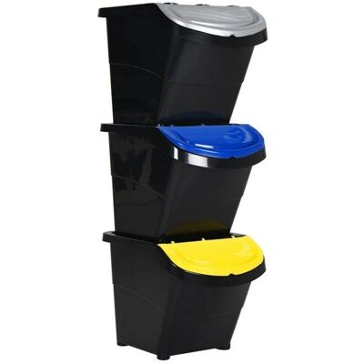 vidaXL Waste Bin 78 L - Stackable with Lids - Black vidaXL Waste Bin 78 L - Stackable with Lids - Black