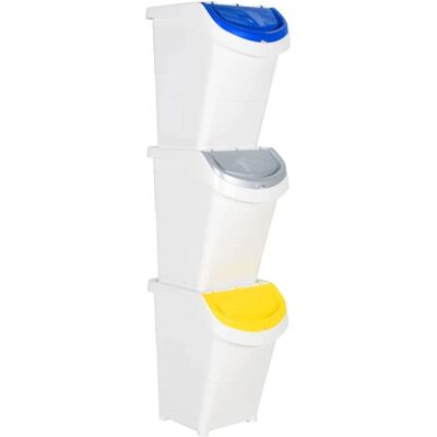 vidaXL Abfalleimer mit Deckeln - Stapelbar, 120 L, Weiß - Abfalleimer vidaXL Abfalleimer mit Deckeln - Stapelbar, 120 L, Weiß - Abfalleimer