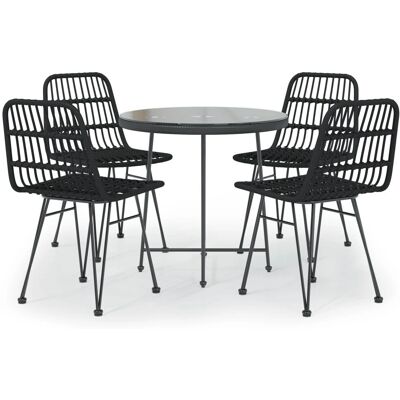 vidaXL Gartentisch- und Stuhlset 5-teilig, Poly Rattan, Schwarz vidaXL Gartentisch- und Stuhlset 5-teilig, Poly Rattan, Schwarz