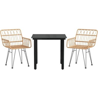 Maisonchic - Gartentisch-Set 3-teilig - Rattan Kunststoff - Braun Maisonchic - Gartentisch-Set 3-teilig - Rattan Kunststoff - Braun