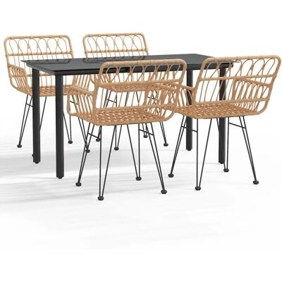 Set de Comedor de Jardín Maisonchic 5 Piezas - Ratán Resistente Set de Comedor de Jardín Maisonchic 5 Piezas - Ratán Resistente