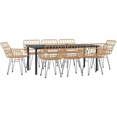 Maisonchic Model - Zestaw do Jadalni na Ogrodzie - Odporne na Warunki Atmosferyczne Rattan - 9 Części Maisonchic Model - Zestaw do Jadalni na Ogrodzie - Odporne na Warunki Atmosferyczne Rattan - 9 Części