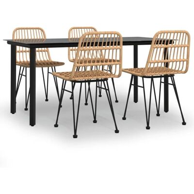 Maisonchic - Garden Dining Set 5 pcs Synthetic Rattan - Brown - Garden Furniture Maisonchic - Garden Dining Set 5 pcs Synthetic Rattan - Brown - Garden Furniture