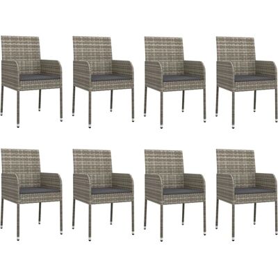 Maisonchic - Gartentisch-Set 9 Stück Grau Synthetischer Rattan Maisonchic - Gartentisch-Set 9 Stück Grau Synthetischer Rattan