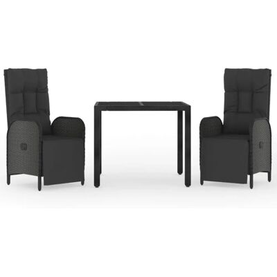 VidaXL Gartenset aus wetterfestem PE Rattan - Schwarz - Esstisch & Stühle VidaXL Gartenset aus wetterfestem PE Rattan - Schwarz - Esstisch & Stühle