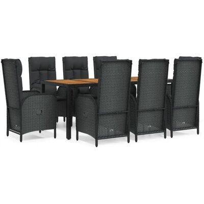 vidaXL Garten Essgruppe 9-tlg. Schwarz mit Kissen vidaXL Garten Essgruppe 9-tlg. Schwarz mit Kissen