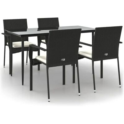 MAISONCHIC Modell 634885 Gartentisch-Set - 5 Stück, Schwarz, Wetterfest MAISONCHIC Modell 634885 Gartentisch-Set - 5 Stück, Schwarz, Wetterfest