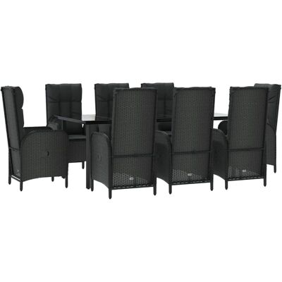 vidaXL Gartentisch-Set - 8 Stühle, 1 Tisch, Verstellbar, Schwarz vidaXL Gartentisch-Set - 8 Stühle, 1 Tisch, Verstellbar, Schwarz
