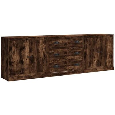 vidaXL 3-delige Walnootfineer Dressoir - Kast vidaXL 3-delige Walnootfineer Dressoir - Kast