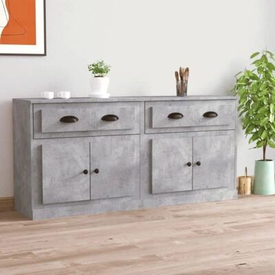vidaXL Buffets gris ciment - Lot de 2 - Publicité vidaXL Buffets gris ciment - Lot de 2 - Publicité
