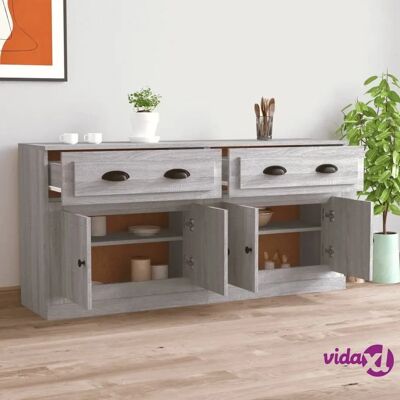 MAISONCHIC 2-Piece Credenza Grey Sonoma Wood - Credenza MAISONCHIC 2-Piece Credenza Grey Sonoma Wood - Credenza