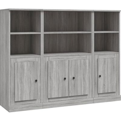vidaXL Highboards 3 Stück Grau Sonoma Aufbewahrungsschrank - Sideboard vidaXL Highboards 3 Stück Grau Sonoma Aufbewahrungsschrank - Sideboard