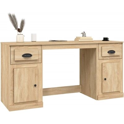 vidaXL Sonoma Eichen Schreibtisch mit Schrank - Bürotisch vidaXL Sonoma Eichen Schreibtisch mit Schrank - Bürotisch