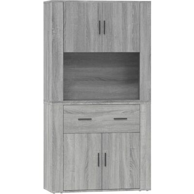 MAISONCHIC Credenza Sonoma Gray - Engineered Wood Storage Cabinet MAISONCHIC Credenza Sonoma Gray - Engineered Wood Storage Cabinet