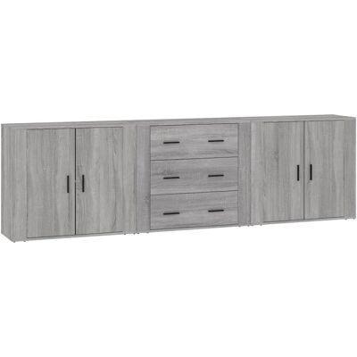 vidaXL Grijze Sonoma 3 Dressoirs - Dressoir vidaXL Grijze Sonoma 3 Dressoirs - Dressoir