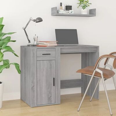 vidaXL Schreibtisch mit Schrank - Holzwerkstoff - Grau Sonoma - Büromöbel vidaXL Schreibtisch mit Schrank - Holzwerkstoff - Grau Sonoma - Büromöbel
