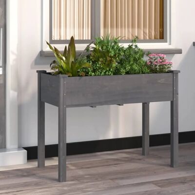 vidaXL Graue Holz Blumenkübel 118x59x76 cm - Pflanzgefäß vidaXL Graue Holz Blumenkübel 118x59x76 cm - Pflanzgefäß