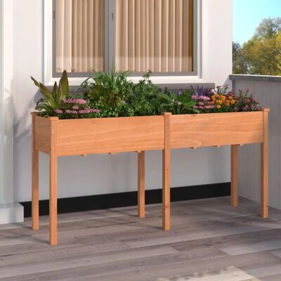 vidaXL Plantmand 161x45x76 cm Bruin Massief sparrenhout met voering - Plantbak vidaXL Plantmand 161x45x76 cm Bruin Massief sparrenhout met voering - Plantbak