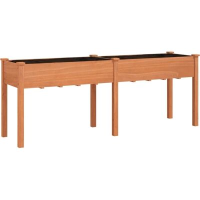 vidaXL Bruine houten plantenbak met voering 203x53x76 cm - Plantbak vidaXL Bruine houten plantenbak met voering 203x53x76 cm - Plantbak