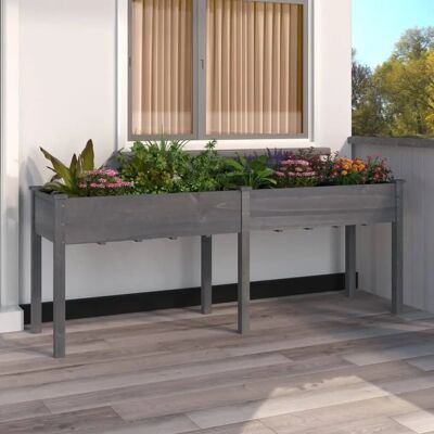 vidaXL 203x53x76 cm Graue Pflanzkübel mit Innenfutter - Pflanzgefäß vidaXL 203x53x76 cm Graue Pflanzkübel mit Innenfutter - Pflanzgefäß