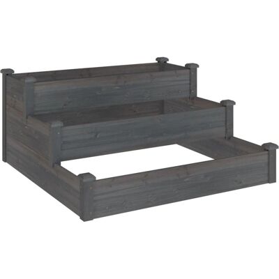 vidaXL Gartentrog Grau 120x120x56 cm Massiv Fichtenholz - Garten Hochbeet vidaXL Gartentrog Grau 120x120x56 cm Massiv Fichtenholz - Garten Hochbeet