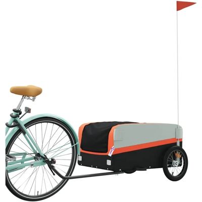 vidaXL Fahrradanhänger - Eisen, Schwarz und Orange, 45 kg - Fahrradanhänger vidaXL Fahrradanhänger - Eisen, Schwarz und Orange, 45 kg - Fahrradanhänger