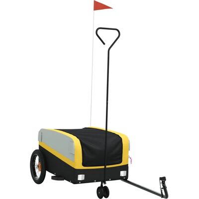 Remorque vélo vidaXL - 30 kg, Fer, Jaune & Noir Remorque vélo vidaXL - 30 kg, Fer, Jaune & Noir