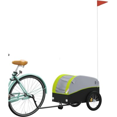 vidaXL Polkupyörän peräkärry - Rauta, Vihreä ja Musta, 30 kg - Polkupyörän peräkärry vidaXL Polkupyörän peräkärry - Rauta, Vihreä ja Musta, 30 kg - Polkupyörän peräkärry