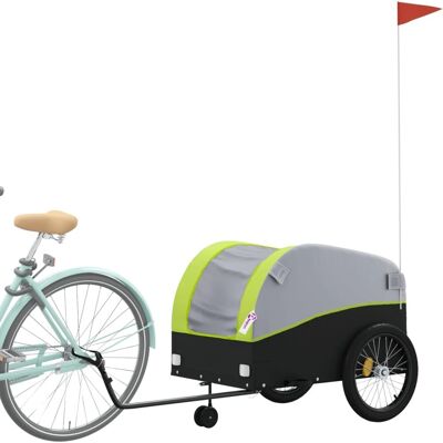 vidaXL Fahrradanhänger - 45kg Eisen Grün Schwarz vidaXL Fahrradanhänger - 45kg Eisen Grün Schwarz