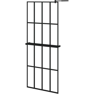 vidaXL Schwarze 80x195 cm Walk-in-Duschwand mit Ablage - Duschkabine vidaXL Schwarze 80x195 cm Walk-in-Duschwand mit Ablage - Duschkabine