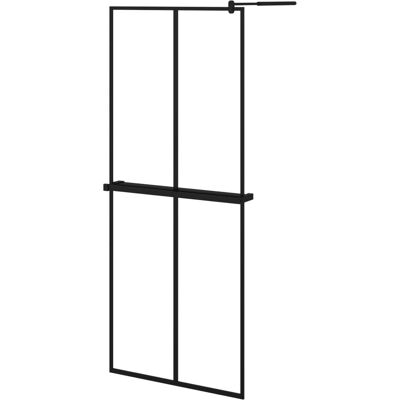 vidaXL Walk-in Duschwand mit Ablage Schwarz ESG Glas Aluminium - Duschwand vidaXL Walk-in Duschwand mit Ablage Schwarz ESG Glas Aluminium - Duschwand