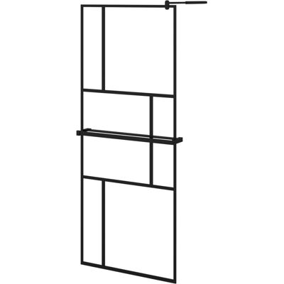 vidaXL Schwarze Walk-in-Duschwand mit Ablage - Duschwand vidaXL Schwarze Walk-in-Duschwand mit Ablage - Duschwand