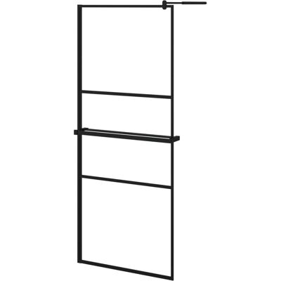 vidaXL Schwarze 80x195cm Walk-in Duschwand mit Ablage - Duschtür vidaXL Schwarze 80x195cm Walk-in Duschwand mit Ablage - Duschtür