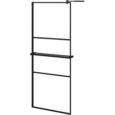vidaXL Schwarze 80x195cm Walk-in-Duschwand mit Ablage ESG-Glas & Aluminium vidaXL Schwarze 80x195cm Walk-in-Duschwand mit Ablage ESG-Glas & Aluminium