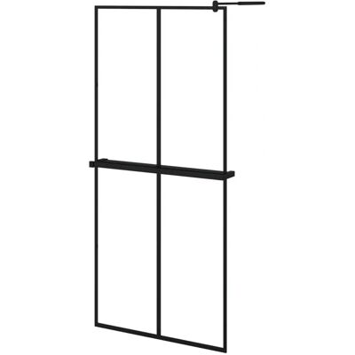 vidaXL Schwarze Walk-In-Duschwand mit Ablage - Duschkabine 90x195cm vidaXL Schwarze Walk-In-Duschwand mit Ablage - Duschkabine 90x195cm