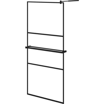vidaXL Schwarze Walk-in-Duschwand mit Ablage - Duschabtrennung vidaXL Schwarze Walk-in-Duschwand mit Ablage - Duschabtrennung