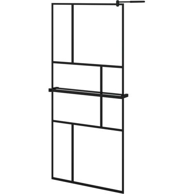 vidaXL Schwarze 90x195cm Walk-in Duschwand mit Ablage vidaXL Schwarze 90x195cm Walk-in Duschwand mit Ablage