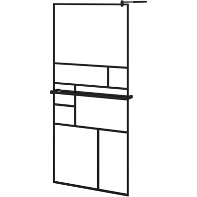vidaXL Schwarze Walk-in-Duschwand mit Ablage - Duschwand vidaXL Schwarze Walk-in-Duschwand mit Ablage - Duschwand