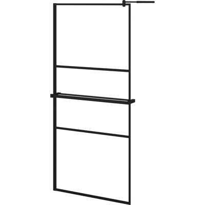 vidaXL Schwarze 90x195cm Walk-in Duschwand mit Ablage ESG Glas & Aluminium - Badewand vidaXL Schwarze 90x195cm Walk-in Duschwand mit Ablage ESG Glas & Aluminium - Badewand