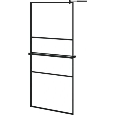 vidaXL Schwarze Walk-in-Duschwand mit Ablage - Duschwand vidaXL Schwarze Walk-in-Duschwand mit Ablage - Duschwand